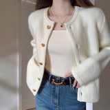 French Temperament Flower Round-Neck Sweater Coat Women Autumn And Winter Women's Languid Little Knitted Cardigans HZ0108