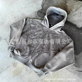 2025 Fashion Embroidery New Hooded Open-Necked Zip-Down Jacket Loose Men's And Women's Same Tunic HZ0108