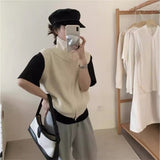 Simple High-Collar Double Zipper Knitted Vest Women 2025 Autumn And Winter Women's Loose Temperament Thin Sweater Cardigan Vest HZ0108
