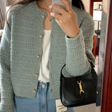 Early Autumn Coat Korean High-Grade Small Fragrant French Retro Knitted Cardigan Female Students' Small Design Sense Of Age Reduction HZ0108