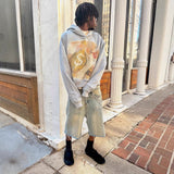 2025 Personalized Street Alien Pattern Print Hoodie Men And Women With The Same Loose Hooded Zipper Jacket HZ0108