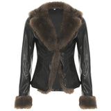 2025 Autumn And Winter New Splicing Fur Coat Women Fashion Waist Repair Warm Jacket Top HZ0107