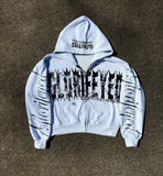 Personality Print Zipper Sweater Long Sleeve Hoodie Hoodie Retro Coat Street Trendy Y2k HZ0108