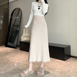Tassel Knitted Skirt Women's Autumn Dress 2025 New High-Waisted Thin A Word Straight Bag Hip Long Skirt HZ0108