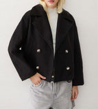 2025 Autumn New Women's Fashion Temperament Commuter Double Buckle Short Hair Coat HZ0108