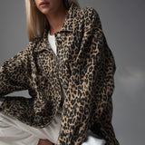 High-End Leopard-Print Denim Jacket Women Spring 2025 New Loose Casual Fashion Cardigan Women HZ0108