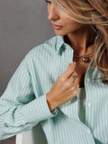 Women's Dress 2025 New Loose Large-Size Striped Women's Shirt Working Shirt Casual Long-Sleeved Shirt HZ0108