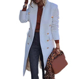 2025 Autumn And Winter New Women's Long-Sleeved Long-Sleeved Long Hair, The Women's Coat Double Buckle Coat HZ0108