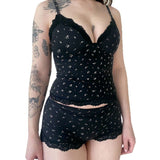 Fashion Casual Homewear Set Small Broken Lace Sexy Slings Shorts Pajamas Two-Set HZ0107