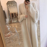 2025 Autumn Women's Loose Long Sweater Knitted Shirt Coat Lazy Wind Imitation Water Velvet Knitted Shirt Woman HZ0108