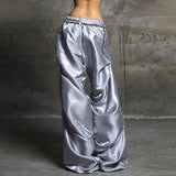 Street Dark Letter Print Bump Color Casual Pants Low-Waist Loose Straight-Barry Tug Trousers Tide HZ0108