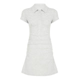 The New Polo Collar Pure Want To Slim Skinny Waist Dress Elegant Style A Short Skirt HZ0108