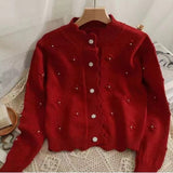 Nail Beaded Sweater Coat Women 2025 Autumn And Winter Women's Clothing College Style Age Reduction Knitted Cardigan Women HZ0108