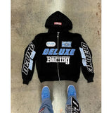 New Bacing Print Zipper Open-Shirt Street Hip Hop Fashion Casual Hoodie Hoodie HZ0108