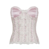 Garden Girl With A Breast-Wearing Vest 2025 Summer New Sexy V-Neck Bow Showing Lean Pure Desire Blouse Short HZ0108