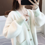Autumn Dress 2025 New Explosion Of Women's Sweater Loose Outer Wear Knitted Cardigan Early Autumn Marinade Velvet Coat HZ0108