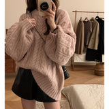 Round Collar 2025 New Soft-Mascued Knitting Coat On The Head Of The Lazy Wind Korean Version Of The Loose Sweater Coat Women's Large Autumn And Winter HZ0108