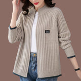 Knitted Cardigan Women's Coat 2025 Spring And Autumn Women's Clothing With Loose Gas Long-Sleeved Casual Zipper Sweater HZ0108