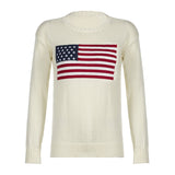 Autumn And Winter New Loose Round Collar Collar Collar Base Sweater Women Pick Up Simple British Style Flag Top HZ0107