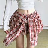 Sweet Spicy Wind Strap Elements Lattice Flower Breath Skirt Girl Design Tight Low-Rise Blind Age Bumpy Color Skirt HZ0107