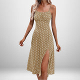 Women's Clothing 2025 Spring New Print Sling Sexy Open Fork Dress HZ0108