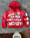 Y2K Letter Digital Print Zipper Hoodie Set Loose Sweater Retro Street Hop Style HZ0108