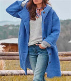 2025 Fashion Lady Hair Coat Solid Color Hooded Temperament Long Coat HZ0108