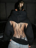 2025 Autumn And Winter New Women's Fashion Pure Color Bare Back Hollow Net Hoodie Hoodie HZ0108