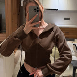 Street Hair Collar Splicing Irregular Jacket Jacket Autumn And Winter Collection Waist Design Warm Zipper Short Open Shirt HZ0107