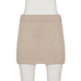 Lazy Wind Leisure Comfortable And Thin Set Woolen Bunny Commuting Cardigan + Pure Color Bag Ass Half Skirt HZ0108