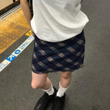 Summer Retro Lattice Low-Rise A-Word Skirt Short Skirt Women's Glare Slimming Ass Skirt Tide HZ0107