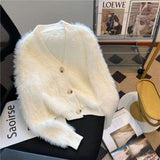 2025 Fashion Imitation Velvet Jacket Short Ocean Soft Porridge Knitted Knitted Shirt Thin Autumn Sweater HZ0108