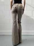 Design-Sensitive Pocket Slim Thin Flare Jeans Babes Street Fashion Retro Low-Rise Casual Pants HZ0108