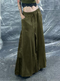 Vintage Green Lace Spliced Low-Rise Half-Slener Heavyweight Zip-And-Dragging A-Dress Slimmed-Down Skirt HZ0108
