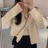 Early Autumn Coat Korean High-Grade Small Fragrant French Retro Knitted Cardigan Female Students' Small Design Sense Of Age Reduction HZ0108