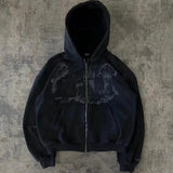 2025 Harajuku Y2K Spring And Autumn Hooded Sports Cardigan Zip Graffiti Print Long-Sleeved Hoodie Coat Code HZ0108