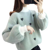 Women's Sweater Women's Autumn And Winter 2025 Loose Lazy Half-High Collar Hooded Thick Knitted Bottom Shirt Top HZ0108