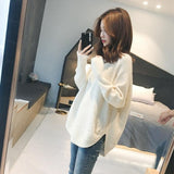 2025 Autumn And Winter Women's Gas Base Knitted Shirt Loose Open Fork Low-Collar Thin Set Korean Version Of Lazy Sweater HZ0108