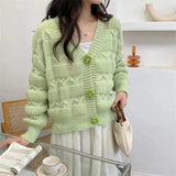 Lazy Wind Sweater Korean Version Of Autumn And Winter New Three-Dimensional Flowers Small Fragrant Knitted Open Shirt Wearing French Women's Coat HZ0108