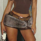 Spice Girls Retro Street Fashion With Personalized Leather Pants Autumn And Winter New Tying With Irregular Fur Belt Two Sets HZ0107