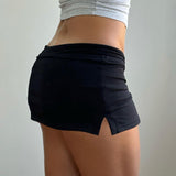 Summer Simple Style Drawstring With Solid Half-Dress Women Low-Waist Anti-Walking Light Bag Open Fork Thin Pants Skirt HZ0107