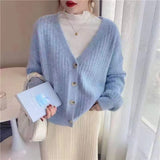 Autumn 2025 New Loose Retro Knitted Cardigan Women Lazy Wind Gentle Short Sweater Coat Wear HZ0108
