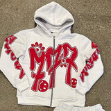Trendy New Men's And Women's Same Pattern Digital Printing Loose Hoodie Jacket Set HZ0108