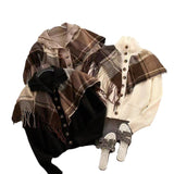 2025 Autumn And Winter Women's High-Collar Knitted Sweater Korean Version Of The Design Tid Sycoa Shawl Two Knitted Open Shirt HZ0108