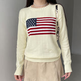 Autumn And Winter New Loose Round Collar Collar Collar Base Sweater Women Pick Up Simple British Style Flag Top HZ0107