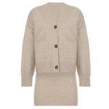 Lazy Wind Leisure Comfortable And Thin Set Woolen Bunny Commuting Cardigan + Pure Color Bag Ass Half Skirt HZ0108