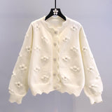 Nail Beaded Sweater Coat Women 2025 Autumn And Winter Women's Clothing College Style Age Reduction Knitted Cardigan Women HZ0108