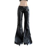 Diablo Hottie Personality Low-Rise Leather Pants 2025 Autumn And Winter New PU Leather Trousers HZ0107