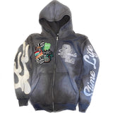2025 Trendy Letter Print Zipper Hooded 3D Digital Men And Women's Same Hoodie HZ0108