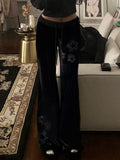Street Wind Star Hot Luo Wen Waist Velvet Leisure Pants Low Waist Slim Slim Slim Thin Trousers HZ0108